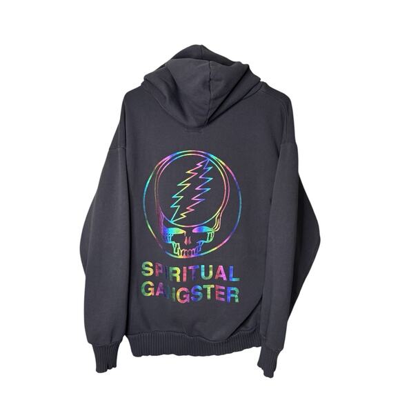 Spiritual Gangster X Grateful Dead Hooded Jacket Black Size Medium ( FLAWS ) - Picture 1 of 8